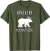 funny Beer Hunter shirt Funny Bear Deer BEER Hunting Tee Shirt T-Shirt - Olive Green
