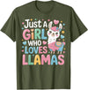 Funny Adorable Llama Lover Just a Girl Who Loves Cute Llamas Gifts for Girls Kids T-Shirt - Olive Green