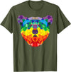 Bear Gay Pride Novelty by Ryan Co. Geometric Bear LGBT Rainbow Flag Gay Pride Men Women T-Shirt - Olive Green