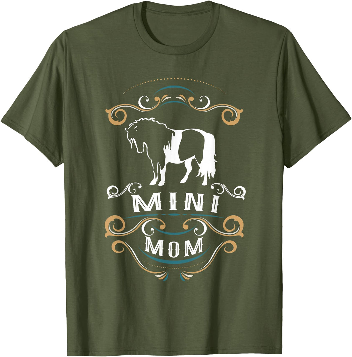 NIckerStickers Mini Mom | Trending Miniature Horse T-Shirt - Olive Green