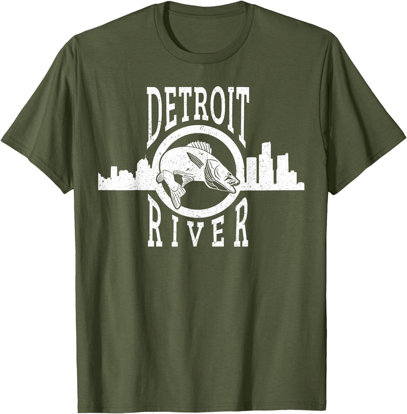 Eternal Angler Detroit River Walleye Fishing T Shirt for Men Women T-Shirt - Olive Green