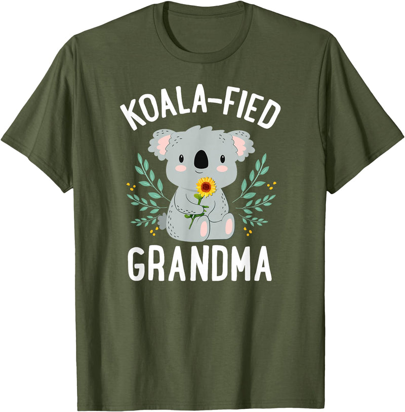 Mothers Day Stuff for Mom from Daughter or Son Koalafied Grandma Koala Bear Sunflower Floral Mothers Day T-Shirt - Olive Green