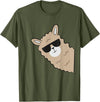 Funny Llama And Alpaca Gifts Cute Llama Alpaca with Sunglasses Funny Llama T-Shirt - Olive Green