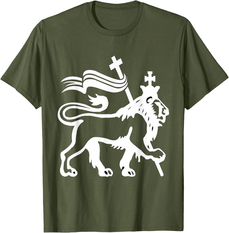 T and T Lion Christian Designs Lion Of Judah T-Shirt - Olive Green