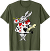 Alice in Wonderland Rabbit Easter Bunny Playing Music T-Shirt in Olive Green