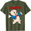 Looney Tunes Porky Pig Vintage Portrait T-Shirt - Olive Green