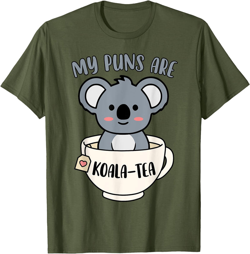 Cute Shirts and Merch My Puns Are Koala Tea Funny Cute Koala Bear Animal Pun T-Shirt - Olive Green