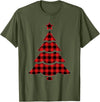 Christmas Buffalo Plaid Tree Tee Christmas Red & Black Buffalo Plaid Tree T-Shirt - Olive Green