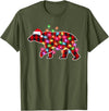 Funny Polar Bear Christmas Lights Pajamas Women Plaid Buffalo Polar Bear Christmas Pajamas Xmas Lights Women T-Shirt - Olive Green