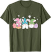 Gnomes with Bunny Ears and Easter Eggs Rabbit T-Shirt in Olive Green
