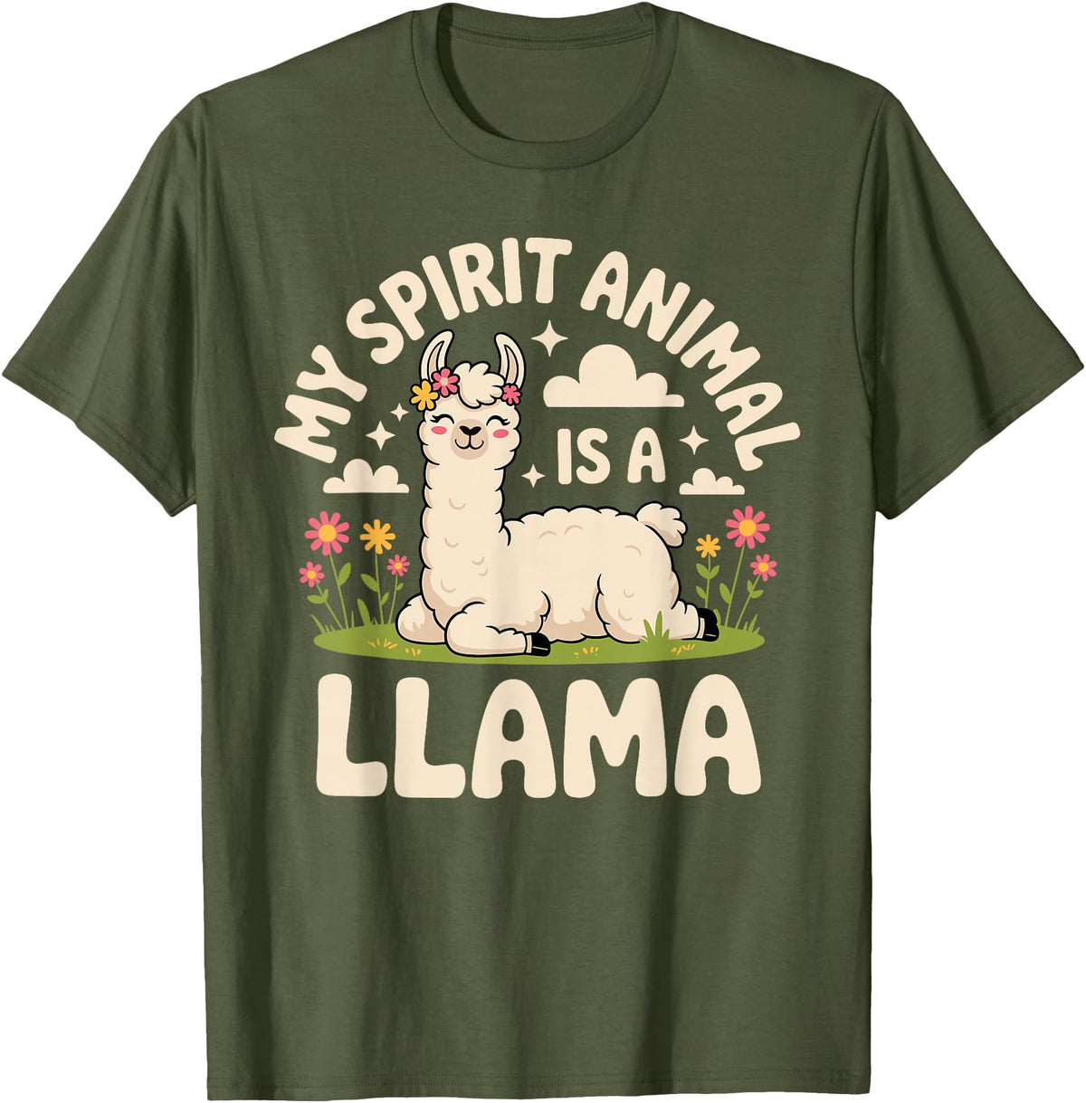 Llama Gift Llama Lover Accessories & Lama Stuff Funny Llama Art for Men Women Kids Alpaca Gag Llama Lover T-Shirt - Olive Green