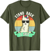 Retro Sunset Llama Spitter Joke Girls Boys Toddler Funny Llama Lover Stand Back I Spit Cute Llamas Spitting Pet T-Shirt - Olive Green