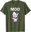 Moo Cow Funny Farmer Cow for Adults Kids Boys and Girls T-Shirt - Olive Green