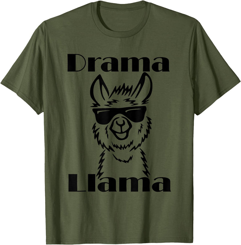 Funny No Drama Llama Sassy Princess Girls Gift Cute Llama Drama Queen Ladies Mom Diva Attitude Llamas Gift T-Shirt - Olive Green