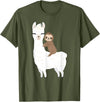 Sloth & Llama Animal Gifts Sloth Riding Llama Shirt Funny Birthday Gift for Boy, Girl T-Shirt - Olive Green