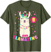 Llamazing Birthday Party Outfit Llama Lovers Llamazing 8 Years Old Girl Birthday Cute Llama Alpaca Kids T-Shirt - Olive Green