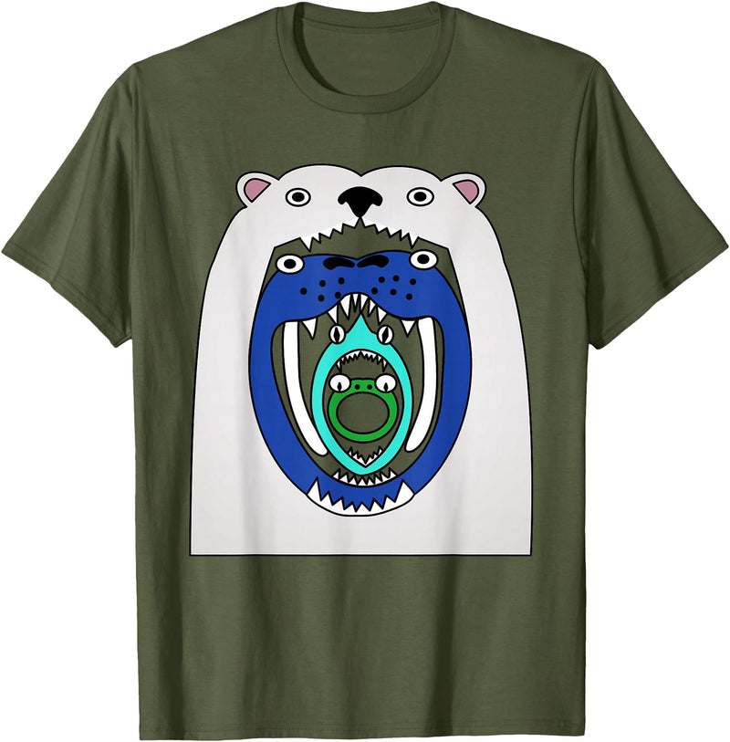 Cute designs for kids Polar Bear Food Chain Funny Kids T-Shirt T-Shirt - Olive Green