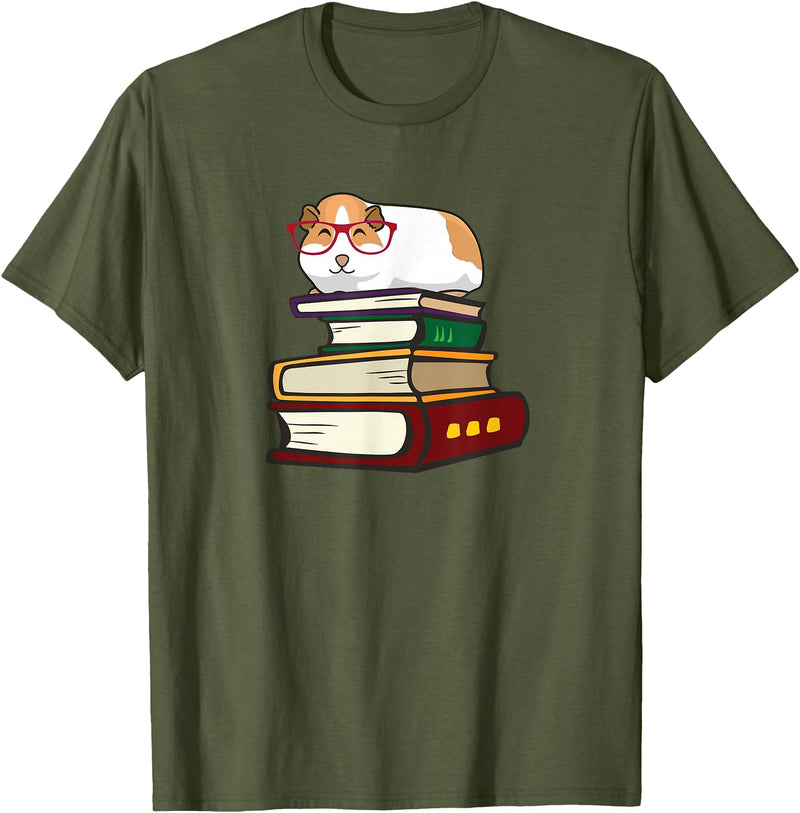 Kids Wheek Cavy Mom Gift T Shirts & Hoodies Cute Reading Books Merch Girls & Boys Guinea Pig Lover T-Shirt - Olive Green