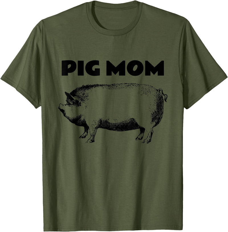 Cute Pig T-Shirts Pot Belly Pig Gifts Tees T Shirt Cute Pot Belly Pig Shirt-PIG MOM Pig Lovers T Shirt T-Shirt - Olive Green
