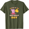 Peppa Pig Sister Of The Birthday Boy Holiday Confetti Logo T-Shirt - Olive Green