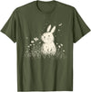 Bunny Rabbit Chibi Japanese Kawaii Cute Animal Alt Aesthetic T-Shirt in Olive Green