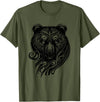 Best Tribal Tattoo Designs I Trends I Born for Art Bear Grizzly Nordic Indian Celtic Mythology Wild Animal Fan T-Shirt - Olive Green