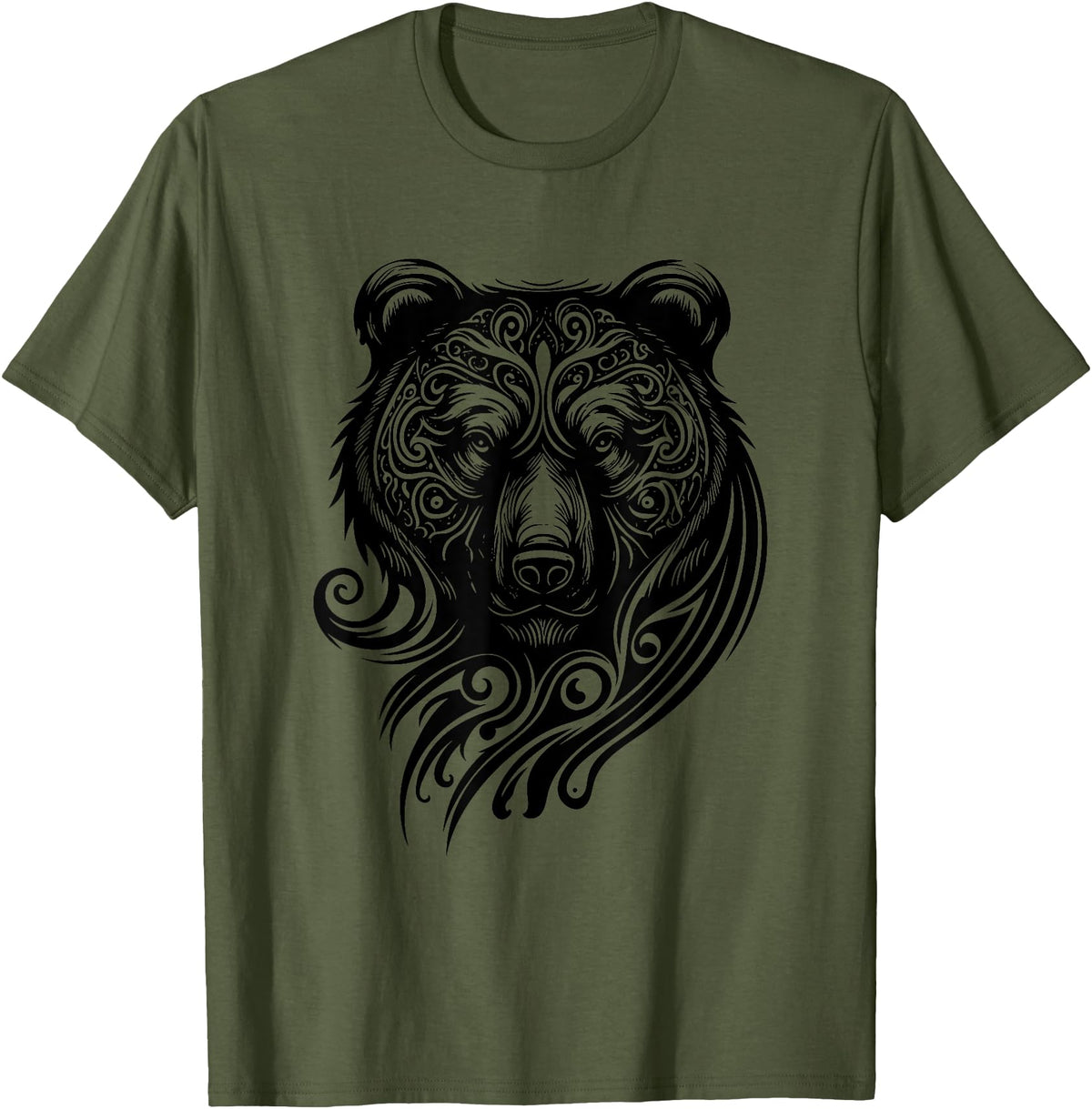 Best Tribal Tattoo Designs I Trends I Born for Art Bear Grizzly Nordic Indian Celtic Mythology Wild Animal Fan T-Shirt - Olive Green