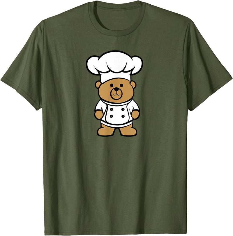 Bear In A Chef Hat - Cute Chef Bear Chef Bear - Cute Bear In A Chef's Hat Bear Chef T-Shirt - Olive Green