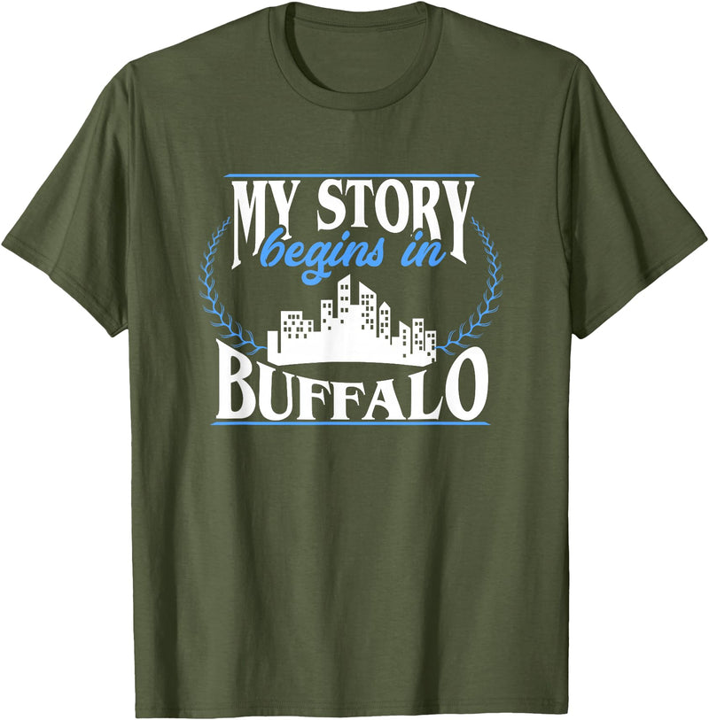 City Designs by Dennex Born in Buffalo T-Shirt - Olive Green