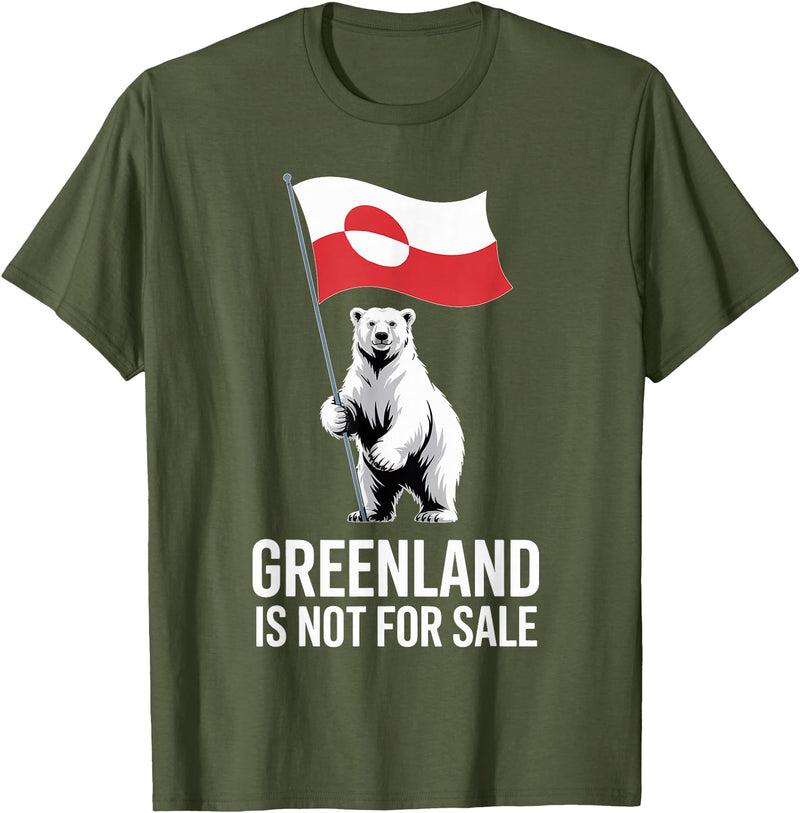 Arctic Polar Bear Greenland Protest Greenland is Not for Sale Arctic Polar Bear T-Shirt - Olive Green