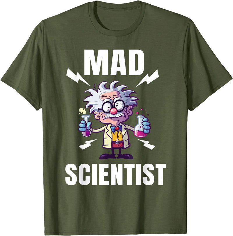 Funny Science Mad Scientist Shirt Kids Toddler Boys Girls Child Science T-Shirt - Olive Green