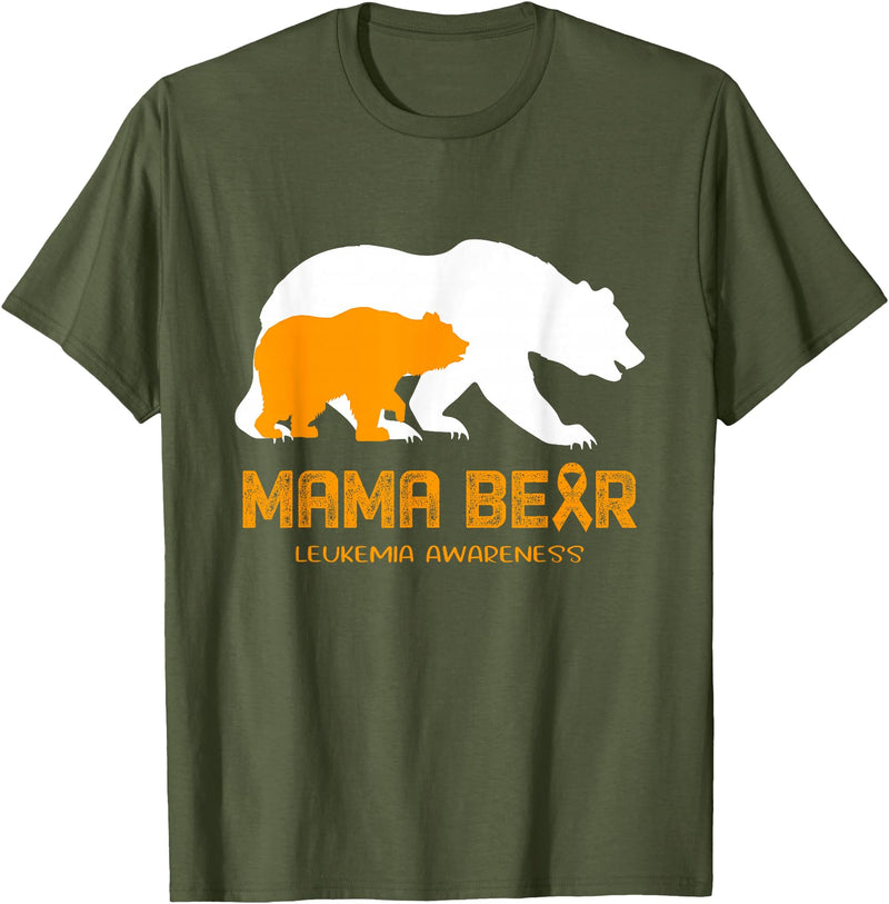 LEUKEMIA Awareness T-Shirt Mama Bear LEUKEMIA Awareness Shirt For Women Men T-Shirt - Olive Green