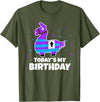 Todays My Bday LLama Tees Cute Birthday Llama Funny Bday Animal Party T-Shirt - Olive Green