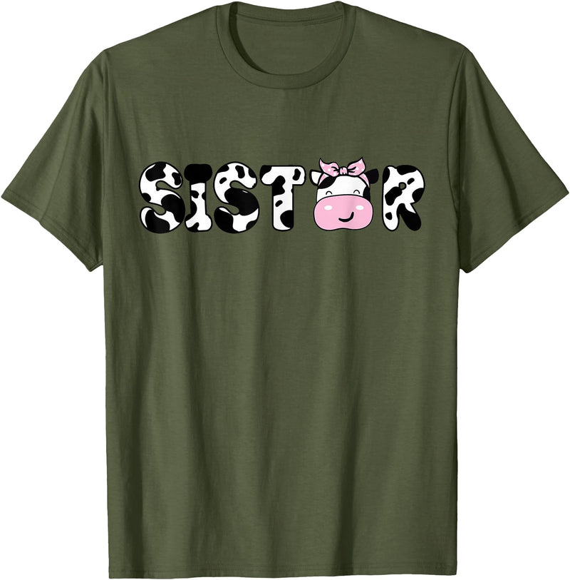 Cow Family Matching Birthday Tee For Mom Dad Kids Sister of The Birthday Boy Funny Cow Sí Family Matching T-Shirt - Olive