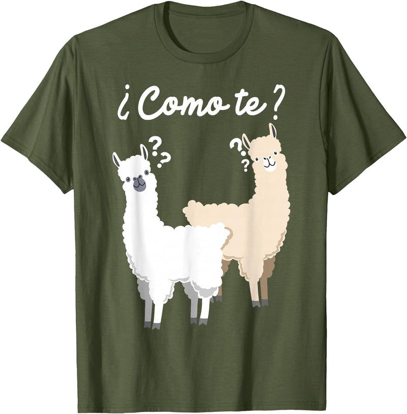 Spanish design | Llama gift | Funny Spanish design Funny Spanish gift, Como Te Llama, Llama design T-Shirt - Olive Green