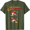 Outdoors Backpacking Camper Hunters Hiker Shirts Funny Camping Hunting Hiking - How to Start Campfire Meme T-Shirt - Olive Green