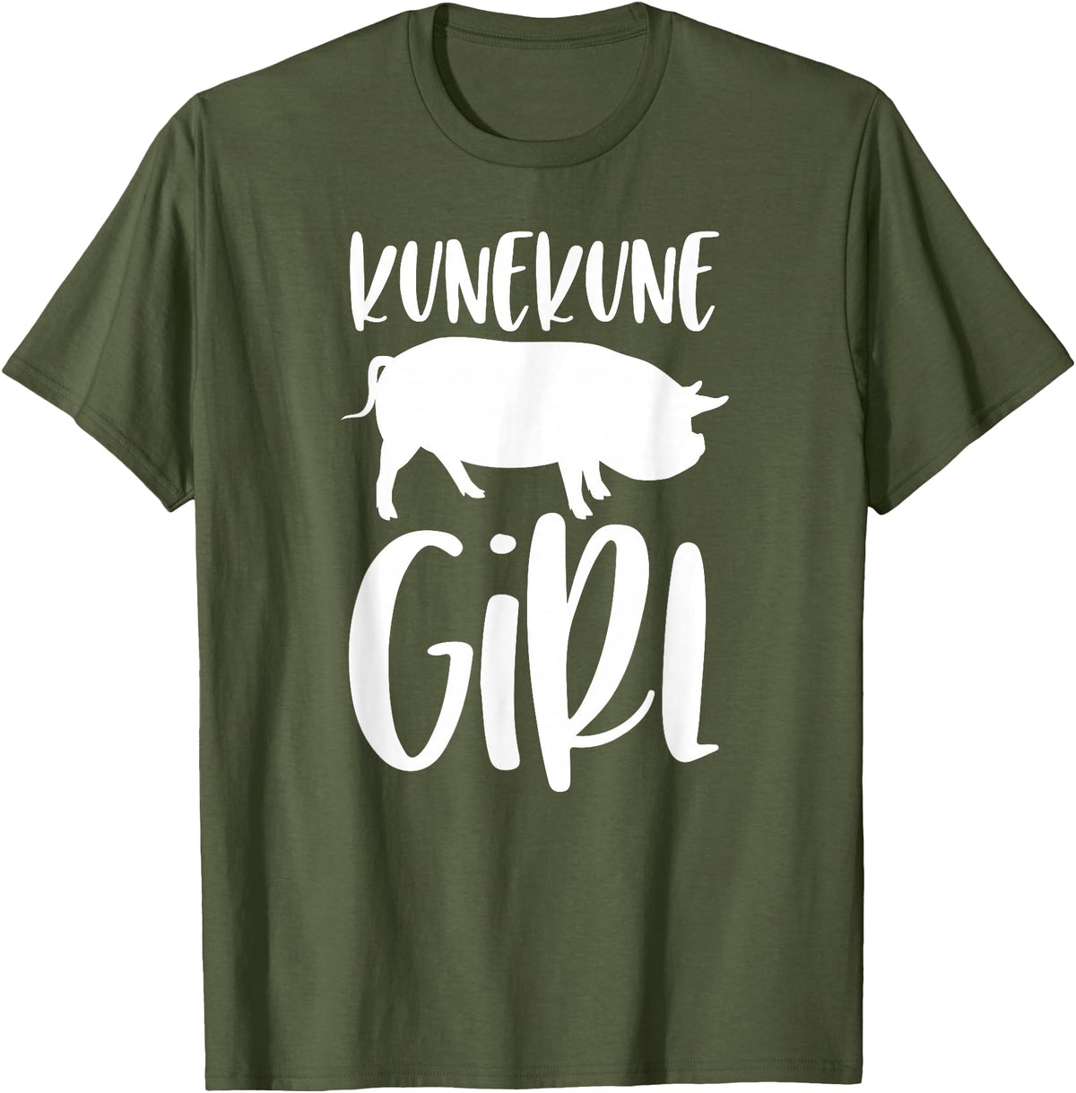 Angry Ant Graphics - Kunekune Pig Gifts Kune Kune Pig Gift for Women - Kunekune Girl T-Shirt - Olive Green
