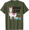 Matching Llama Birthday Party Supplies Birthday Llama Girl Birthday Party Llama Birthday Outfit T-Shirt - Olive Green