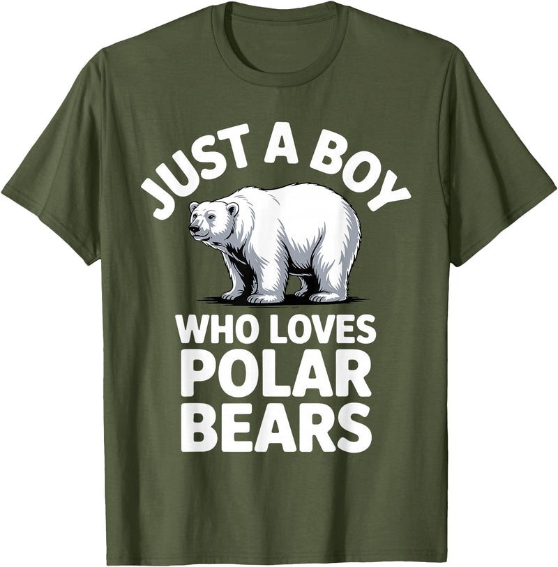 Polar Bear Gift Polar Bear Accessories & Stuff Cute Polar Bear Art for Boys Kids Men Arctic Polar Bear T-Shirt - Olive Green