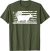 Funny Charolais Rancher Gift for Cattle Lover American Flag - American Cow Charolais Rancher T-Shirt - Olive Green