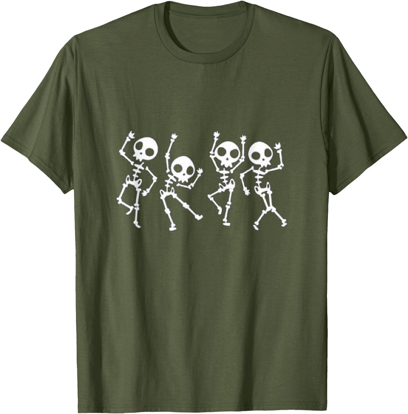 halloween costumes skeleton halloween dabbing and dancing tshirt T-Shirt - Olive Green