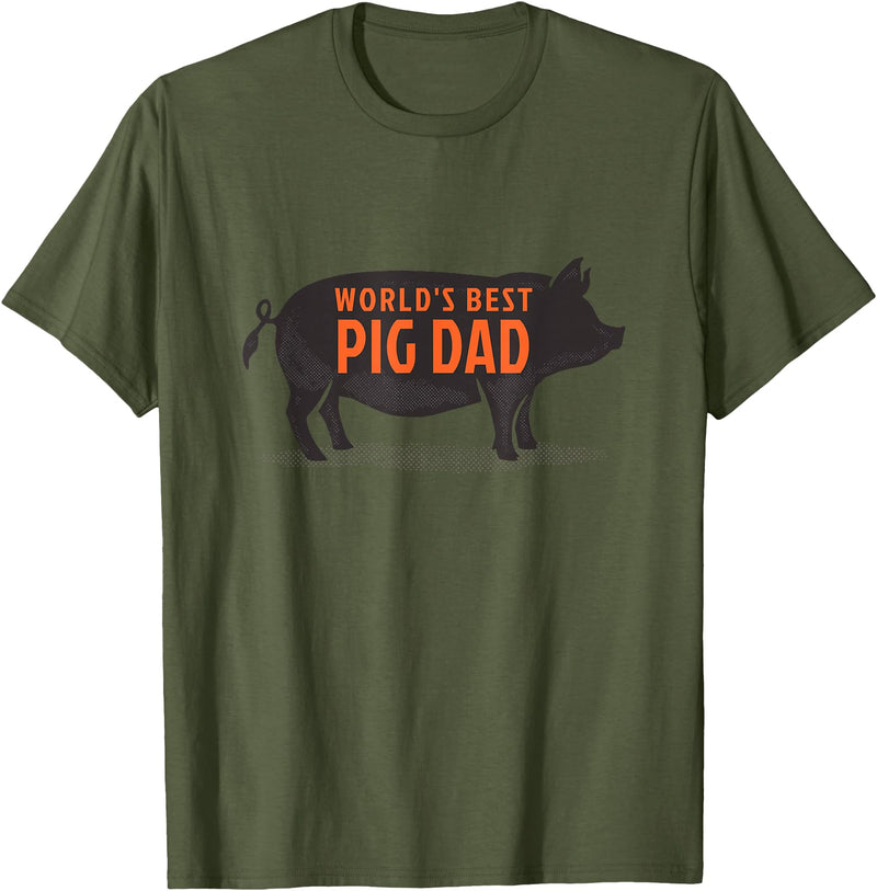 Pig Parent Shirts and Gifts World's Best Pig Dad - Funny Pet Pig Saying T-Shirt - Olive Green