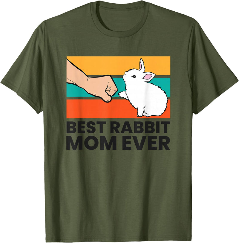 Best Rabbit Mum of All Time Funny Rabbit T-Shirt in Olive Green