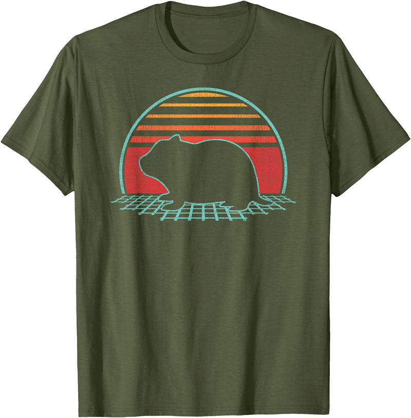 Hamster Lover Animal Retro Vintage 80s Style T-Shirt - Olive Green