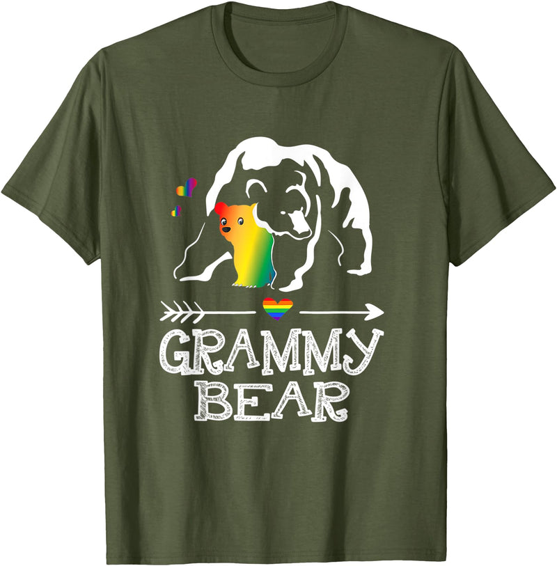 Proud Mom LGBT Pride Tee Grammy Bear Grammy Bear Proud Mom Rainbow Flag LGBT Pride T-Shirt - Olive Green