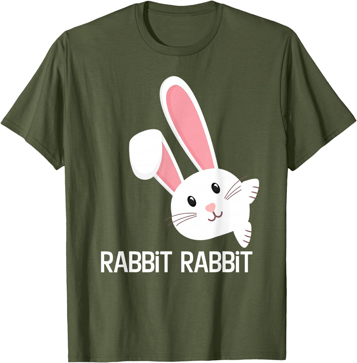 Rabbit First Day of the Month Good Luck Phrase T-Shirt in Olive Green