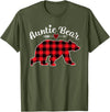 Red Plaid Bear Christmas Pajama Outfits Co. Red Plaid Christmas Costume Auntie Bear Ugly Holiday T-Shirt - Olive Green