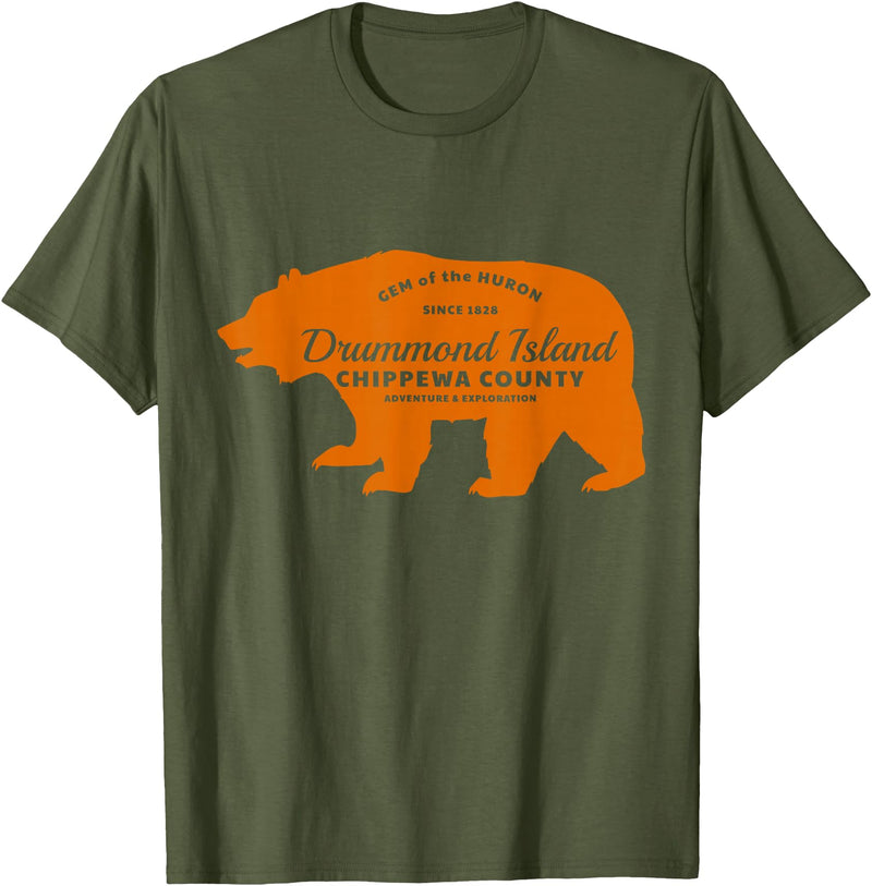 Crane Street Design Drummond Island Bear - T T-Shirt - Olive Green