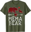 Funny Red Plaid Bear Matching Christmas Outfits Red Plaid Bear Christmas Pajama Mema Matching Family T-Shirt - Olive Green