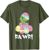 Easter Egg Hunter Dinosaur Dino Easter T-Rex Rabbit Bunny T-Shirt in Olive Green
